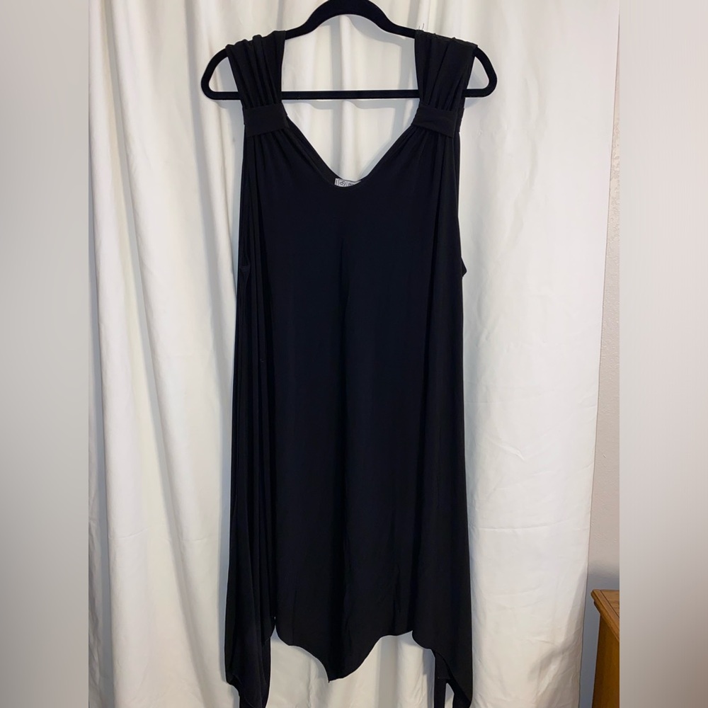 Magna Fashion Black Sleeveless Shoulder Loop Jersey Dress Sz 4x (26-28)
